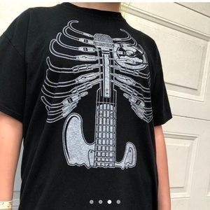 Black guitar rib cage Graphic t